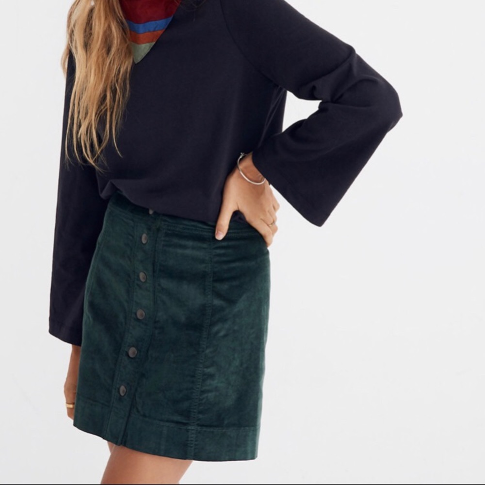 NWT Madewell velveteen skirt, smoky spruce